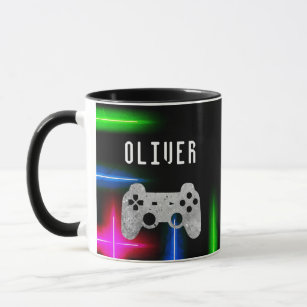 Gamer Video Game Controller Neon Name Mug