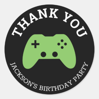 Gamer Video Game Party Thank You Personalised Classic Round Sticker