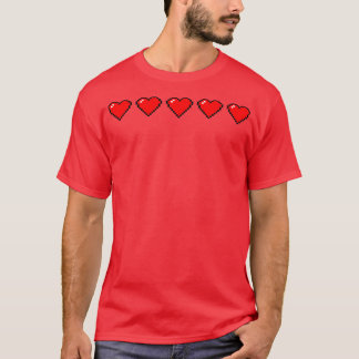 Gamer Video Games Lover Pixel Hearts T-Shirt