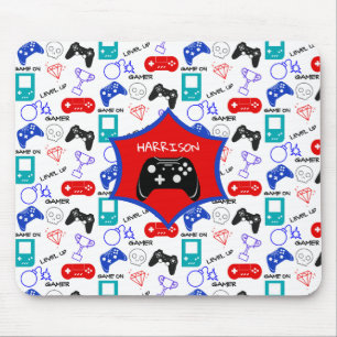 Gamer Video Icons Controllers Pattern Personalised Mouse Mat