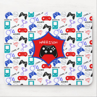 Gamer Video Icons Controllers Pattern Personalised Mouse Mat