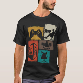 Gamer Vintage Collage Gaming Men Video Game Lover  T-Shirt