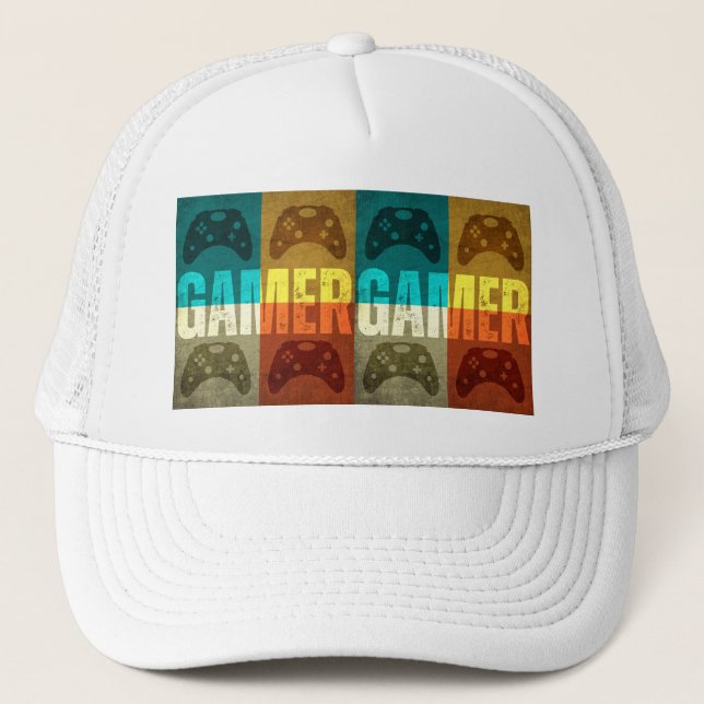 GAMER VINTAGE VIDEO GAME CONTROLLER  TRUCKER HAT (Front)