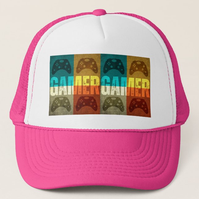GAMER VINTAGE VIDEO GAME CONTROLLER  TRUCKER HAT (Front)