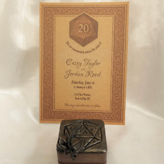 Gamer Wedding Invitation with Dragon & Dice D20