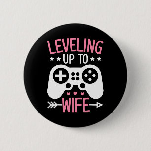Gamer Wife Mum Levelling Up To Wife Gaming Bride A 6 Cm Round Badge
