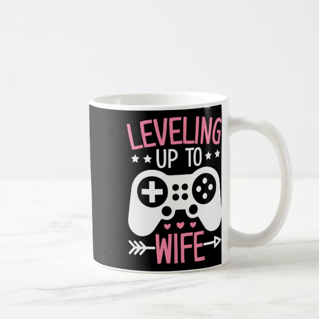Gamer Wife Mum Levelling Up To Wife Gaming Bride A Coffee Mug (Right)
