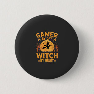 Gamer Witch Halloween Gaming Design 6 Cm Round Badge