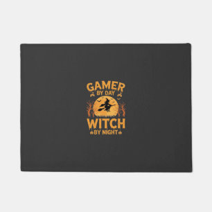 Gamer Witch Halloween Gaming Design Doormat