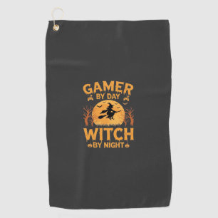 Gamer Witch Halloween Gaming Design Golf Towel