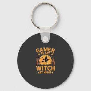 Gamer Witch Halloween Gaming Design Key Ring