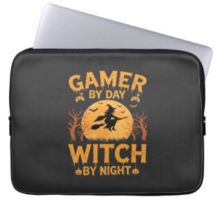 Gamer Witch Halloween Gaming Design Laptop Sleeve