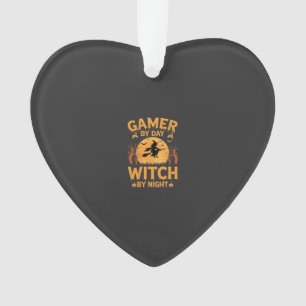 Gamer Witch Halloween Gaming Design Ornament