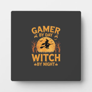 Gamer Witch Halloween Gaming Design Plaque