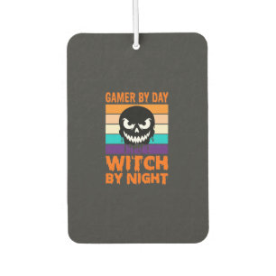 Gamer Witch Halloween Retro Skull Car Air Freshener