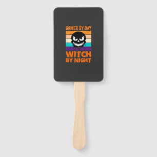 Gamer Witch Halloween Retro Skull Hand Fan