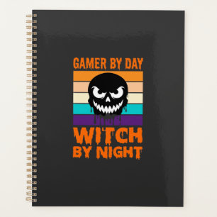Gamer Witch Halloween Retro Skull Planner