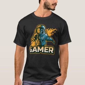 Gamer With Skeleton In An Astronaut Suit T-Shirt
