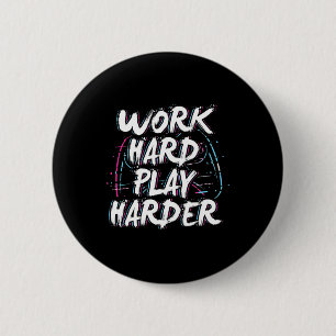 Gamer Word Hard Play Harder 6 Cm Round Badge