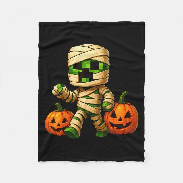 Gamer Xel Pumpkin Mummy Men Kids Boy Halloween Fun Fleece Blanket (Front)