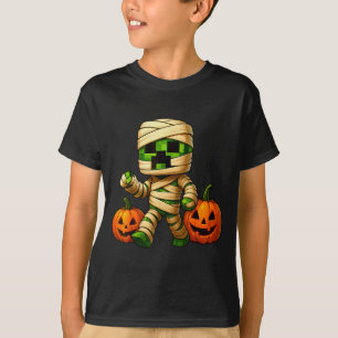 Gamer Xel Pumpkin Mummy Men Kids Boy Halloween Fun T-Shirt