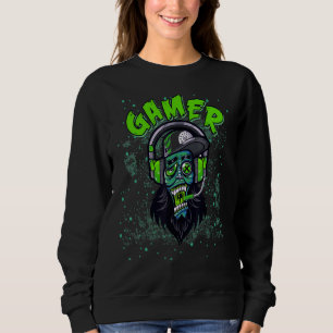 Gamer Zombie Cranky Teens Game Mode On Sweatshirt