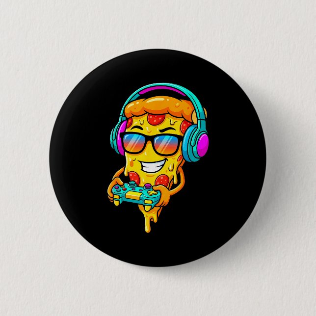 Gamer Zza Slice Video Gaming Boy Enthusiast Gamer  6 Cm Round Badge (Front)