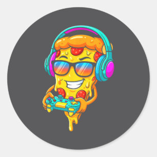 Gamer Zza Slice Video Gaming Boy Enthusiast Gamer  Classic Round Sticker