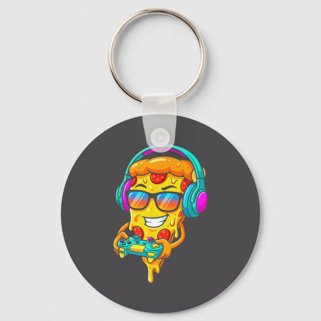 Gamer Zza Slice Video Gaming Boy Enthusiast Gamer  Key Ring (Front)