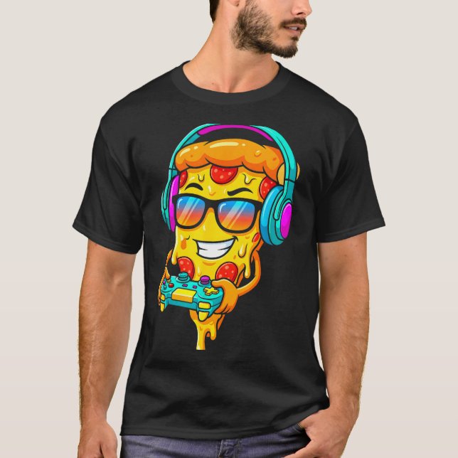 Gamer Zza Slice Video Gaming Boy Enthusiast Gamer  T-Shirt (Front)
