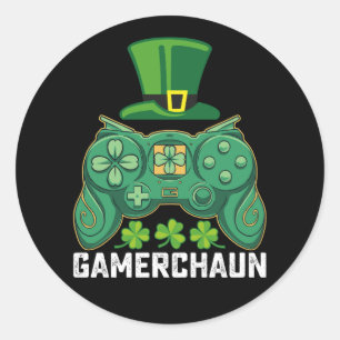 Gamerchaun Gamer Gaming Games St Patrick's Day Classic Round Sticker