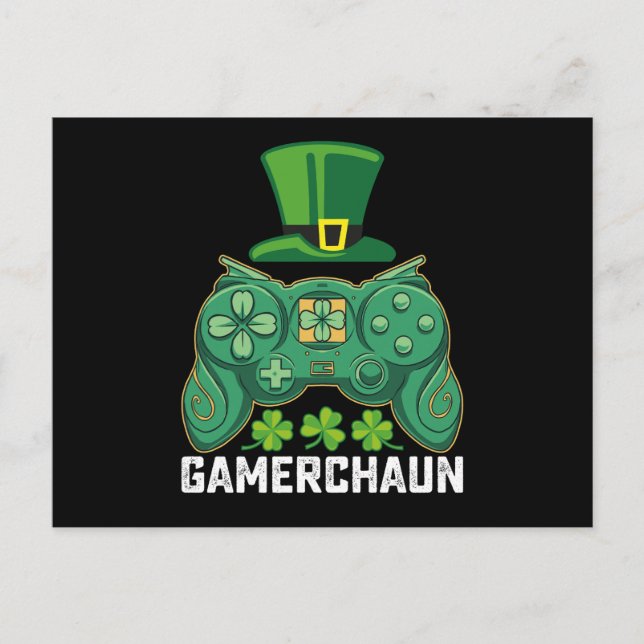 Gamerchaun Gamer Gaming Games St Patrick's Day Postcard (Front)