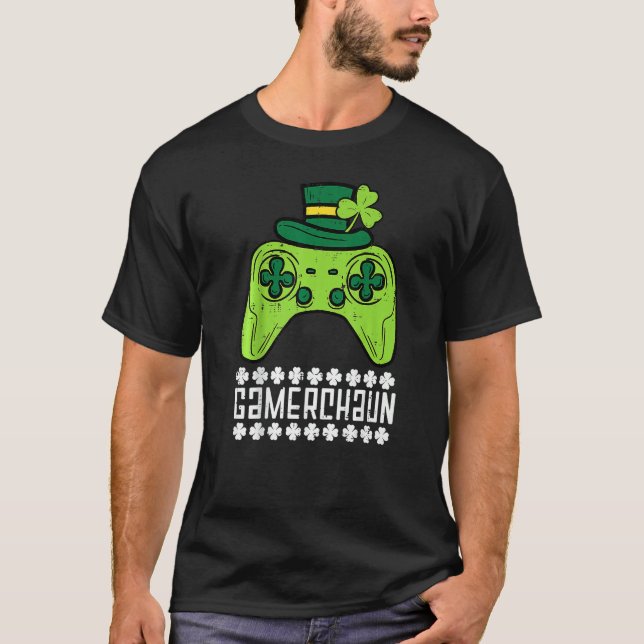 Gamerchaun Irish Gamer Paddys Men St Patrick Day B T-Shirt (Front)