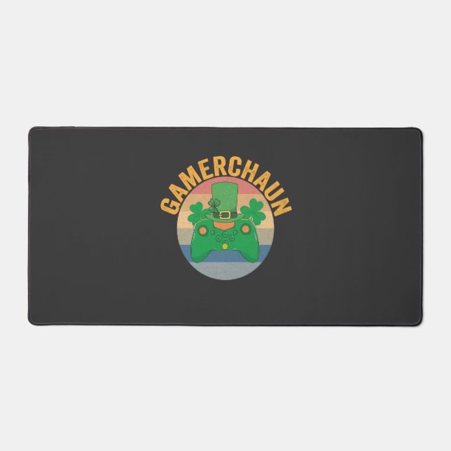 Gamerchaun St Patrick's Day Video Games Controller Desk Mat (Front)