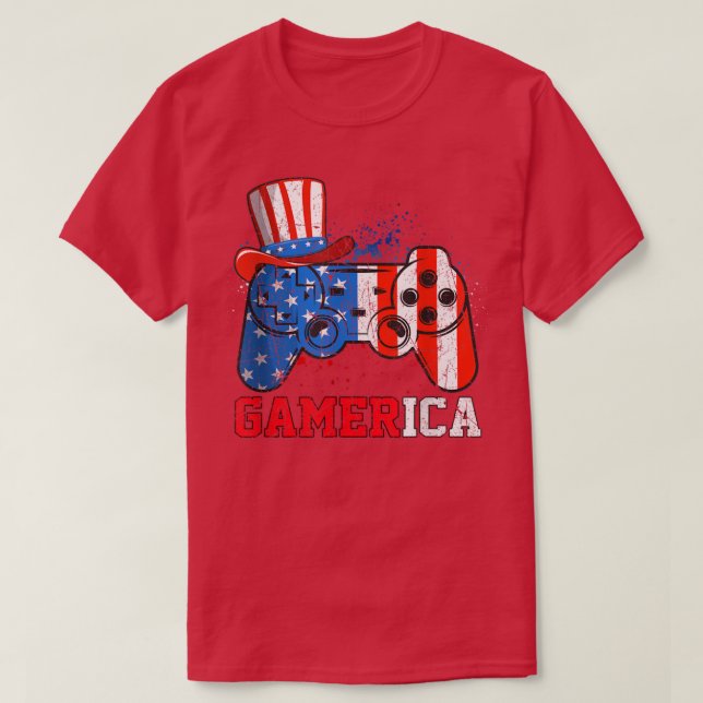 Gamerica  Video Game Gamer Kids Boys Men USA  T-Shirt (Design Front)