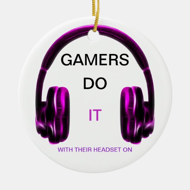 Gamers Do It.. With Their Headset On! - PINK Ceramic Tree Decoration (Front)