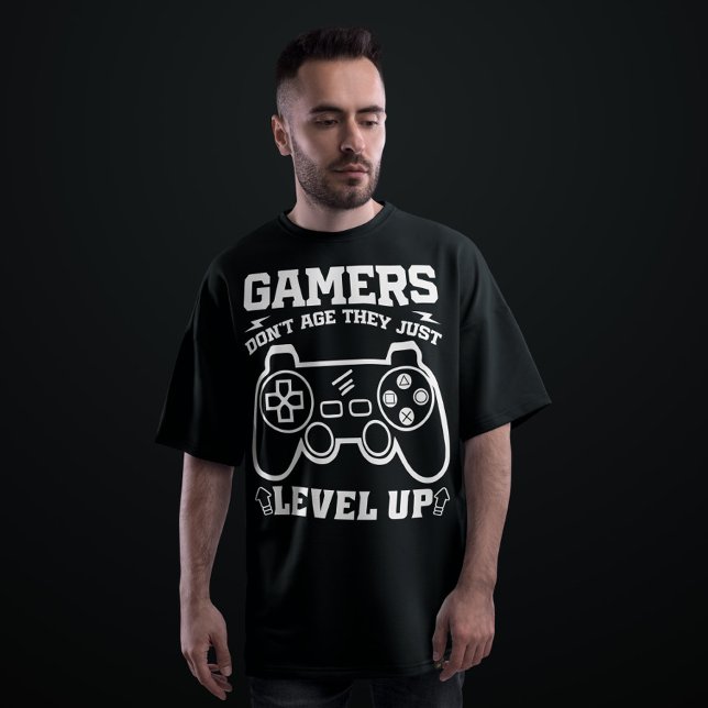 Gamers Don't Age They just Level Up Birthday Gamer T-Shirt (Creator Uploaded)