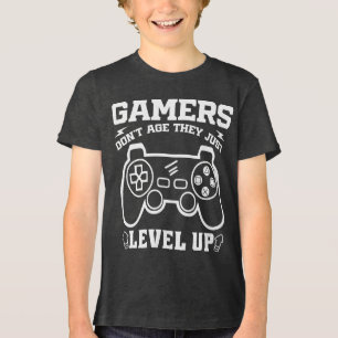 Gamers Don't Age They just Level Up Birthday Gamer Tri-Blend Shirt