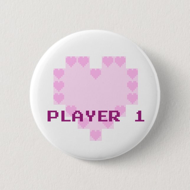 Gamers in Love - Player 1 6 Cm Round Badge (Front)