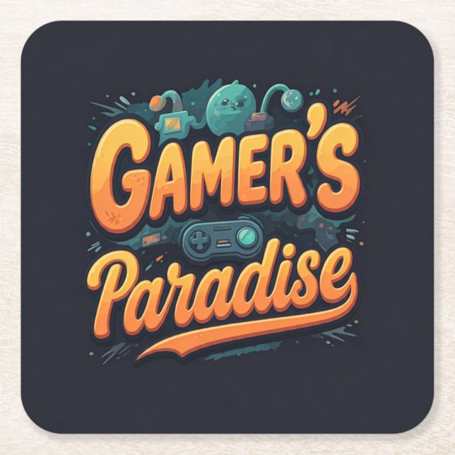 Gamer's Paradise  Square Paper Coaster (Front)