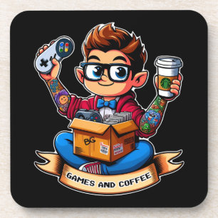 Games and coffee geek coaster