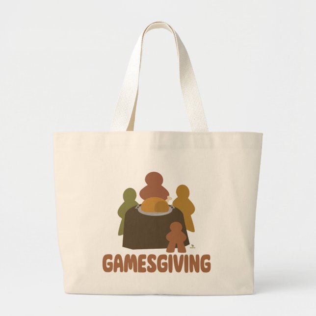 Games Giving Fun Thanksgiving Boardgames Humour Large Tote Bag (Front)