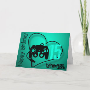 Games heart 15th Birthday personalised Greeting C Card