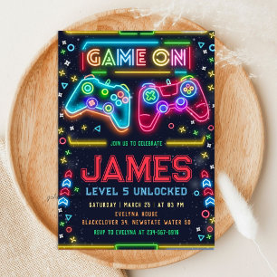 Games on glow 5th Birthday Party Invitation