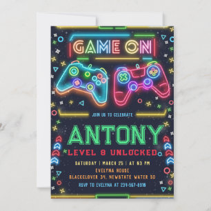 Games on glow 8th Birthday Party Invitation