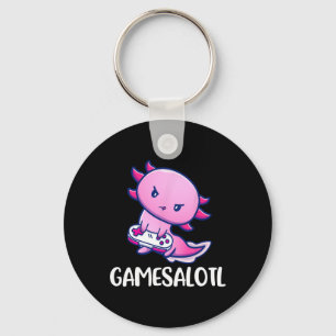 Gamesalotl Axolotl Cute Playing Video Game Key Ring