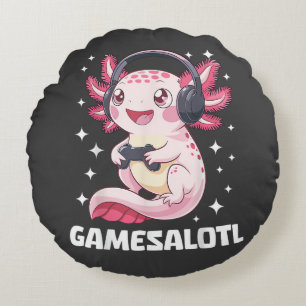 Gamesalotl Axolotl Gaming Round Cushion