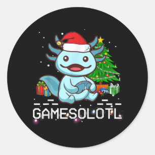 Gamesalotl Cute Axolotl Pyjamas Christmas Kids Classic Round Sticker