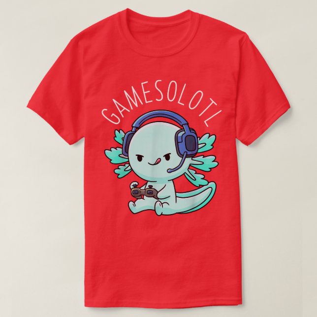 Gamesolotl Aolotl Fish Gamer Gaming Anime Lizard V T-Shirt (Design Front)