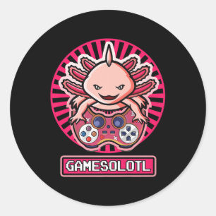 Gamesolotl Axolotl Cute Kawaii Anime Gaming Kids B Classic Round Sticker